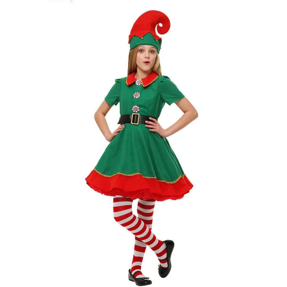 Ensemble de vêtements de Noël pour enfants et adultes, chapeau en Y, ceinture, vêtements de Noël pour enfants, tenue d'anniversaire pour bébé garçon et fille, costume d'elfes