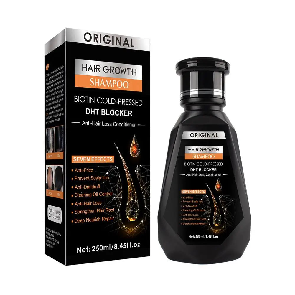 Shampoing à la biotine de 250 ml pour la croissance des cheveux et les cheveux amincissants – Shampooing au gingembre, formule épaississante pour le traitement de la perte de cheveux pour femmes et hommes