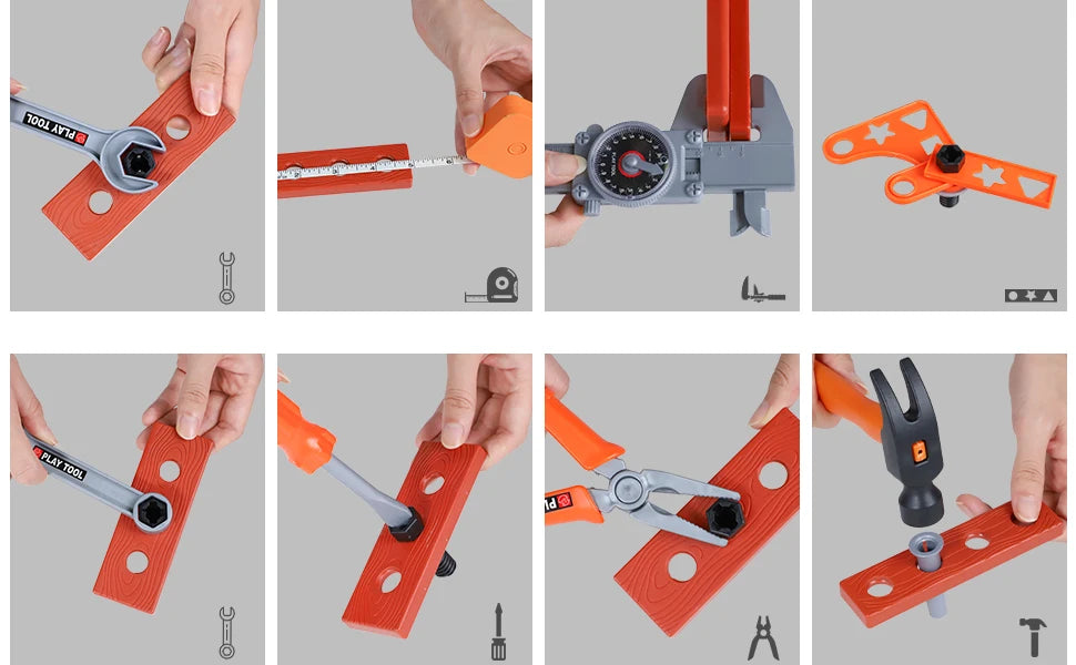 Kit de boîte à outils pour enfants, jouets éducatifs, outils de réparation de Simulation, perceuse, jeu en plastique, apprentissage, ingénierie, Puzzle, jouets cadeaux pour garçon