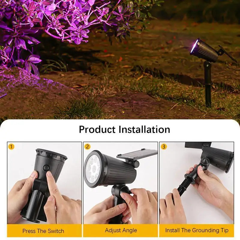 9 LED Solar Garden Spotlights, IP65 Waterproof, Adjustable Brightness, for Outdoor Backyard, Driveway, Lawn Decor Lighting