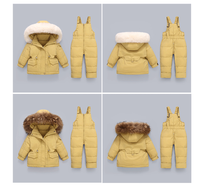 Ensembles de vêtements pour tout-petits, combinaisons de neige d'hiver pour bébés filles, doudounes chaudes, combinaisons à capuche en fourrure optique, combinaisons trempées, 0-3 ans