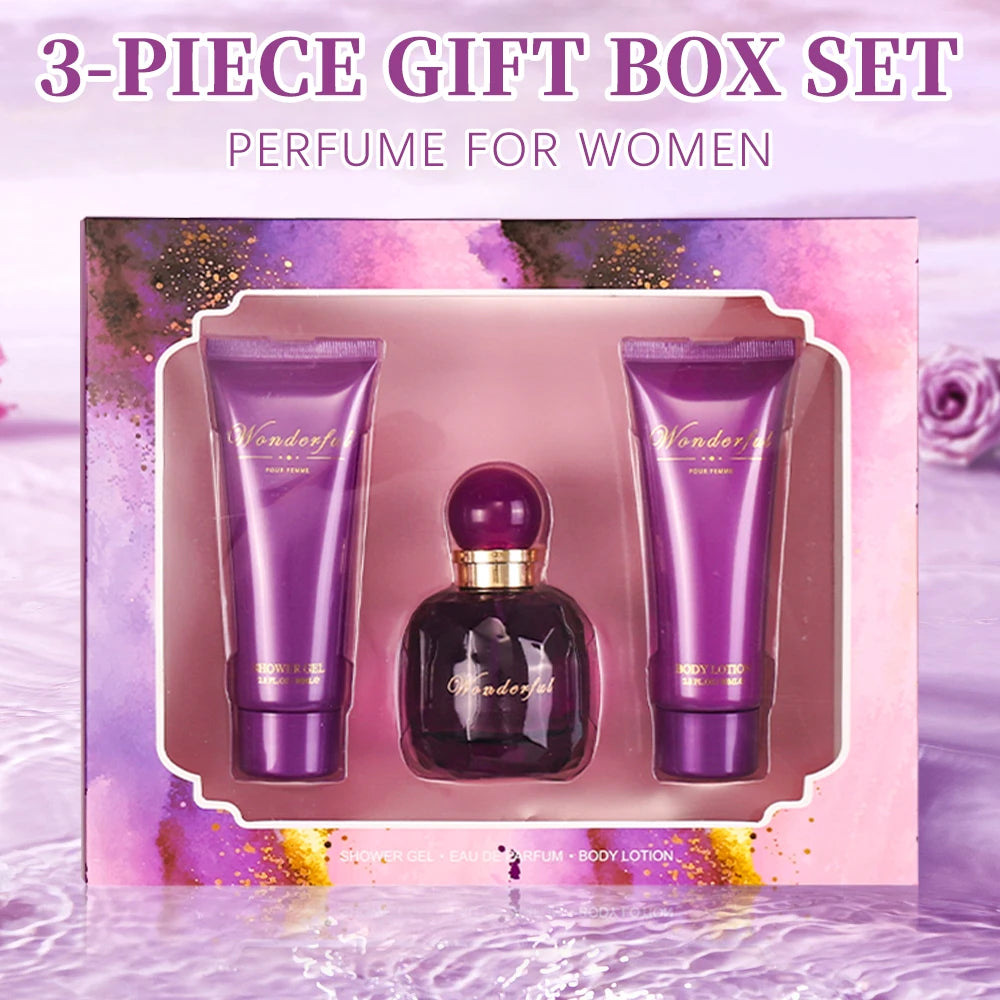 Coffret cadeau bain et corps pour femme et fille, 1,7 floz, vaporisateur d'eau de parfum 2,8 floz, gel douche 2,8 floz, gratitude Linge, parfum pour femme