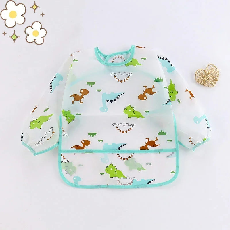 Bavoir de dessin animé en Silicone pour bébé de 0 à 6 ans, bavoirs doux, vêtements mignons pour tout-petits, sans BPA, tablier imperméable à manches longues