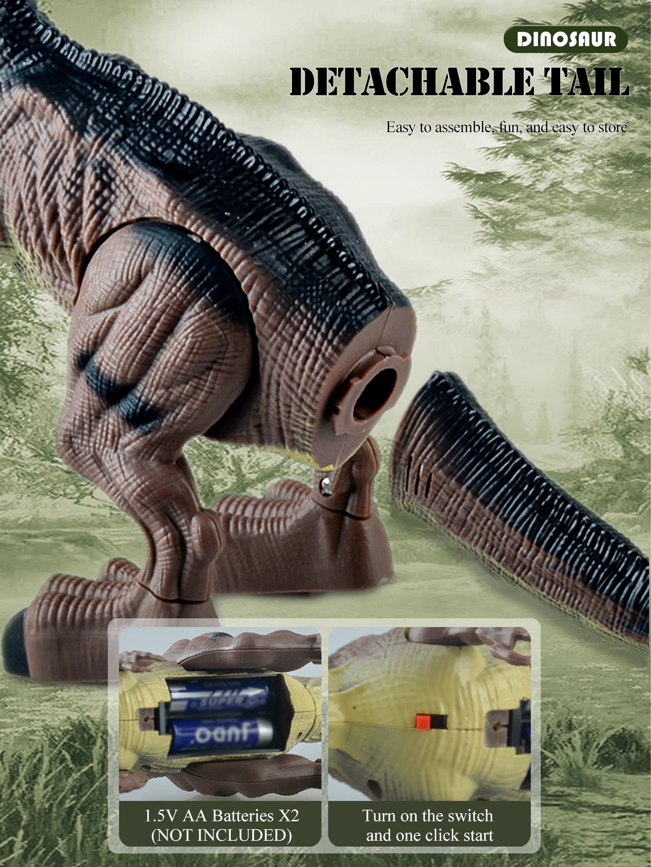 Dinosaur toys for children 3+, electric audiovisual dinosaur model, electronic walking robot, dinosaur toy, battery not included