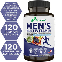Bcuelov Suppléments vitamines et minéraux pour hommes – 26 combinaisons pour soutenir la santé immunitaire globale, végétalien