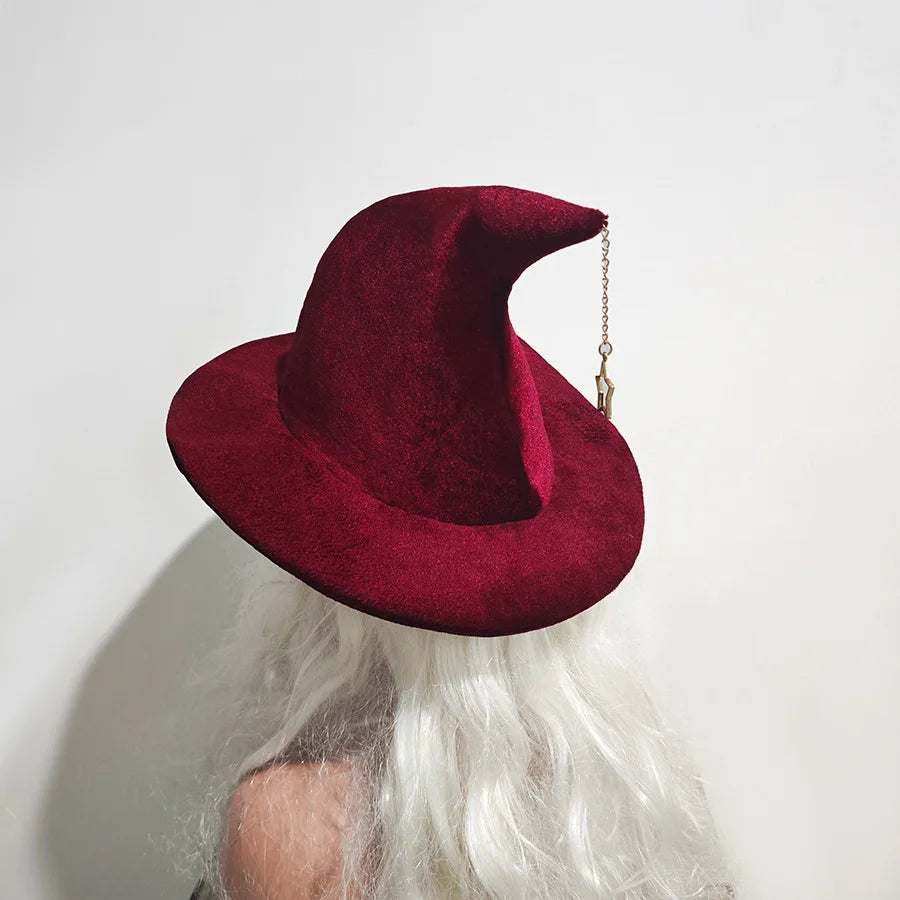 Chapeau de sorcière d'halloween pour enfants et adultes, avec motif étoile mon, chapeau de magicien, Costume de Cosplay, accessoires de déguisement amusants pour fête d'halloween