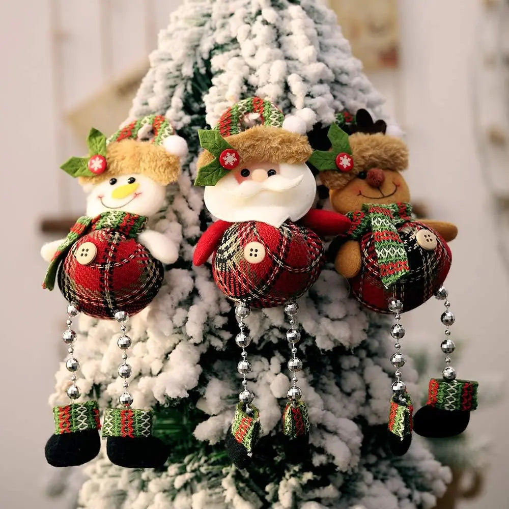 Christmas tree decorations, plush hanging ornaments for holiday parties, Santa Claus, snowman, reindeer, Christmas home decorations