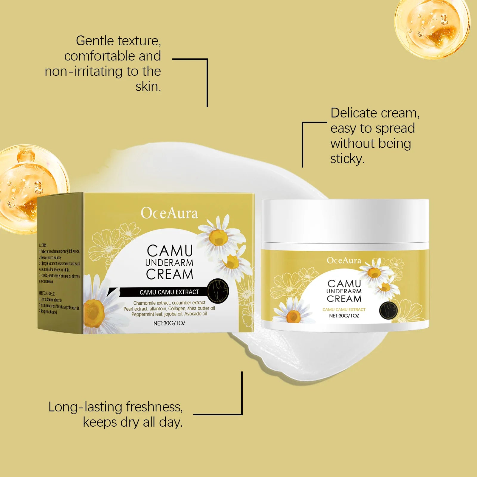 Crème déodorante pour les aisselles, prévient les odeurs corporelles, sueur, odeur des aisselles, propre, frais, garde sèche, fraîche, non irritante