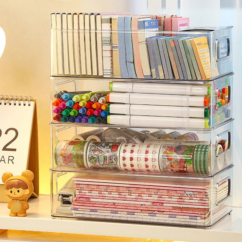 Acrylic storage box, clear plastic box for office cosmetics, dorm room, home facial mask, skin box, refrigerator storage box