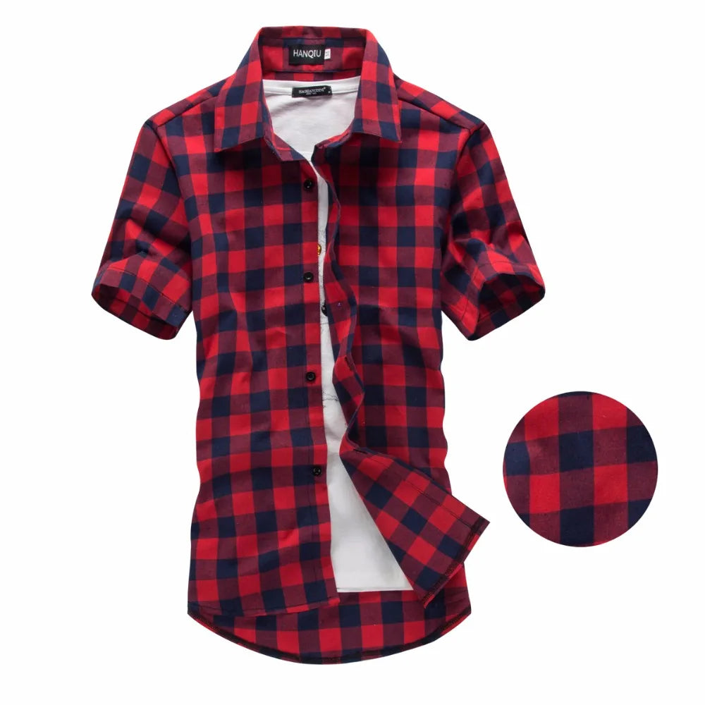 Chemise à carreaux rouge et noir hommes chemises 2025 nouvelle mode d'été Chemise Homme chemises à carreaux pour hommes Chemise à manches courtes hommes Blouse