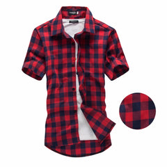 Chemise à carreaux rouge et noir hommes chemises 2025 nouvelle mode d'été Chemise Homme chemises à carreaux pour hommes Chemise à manches courtes hommes Blouse