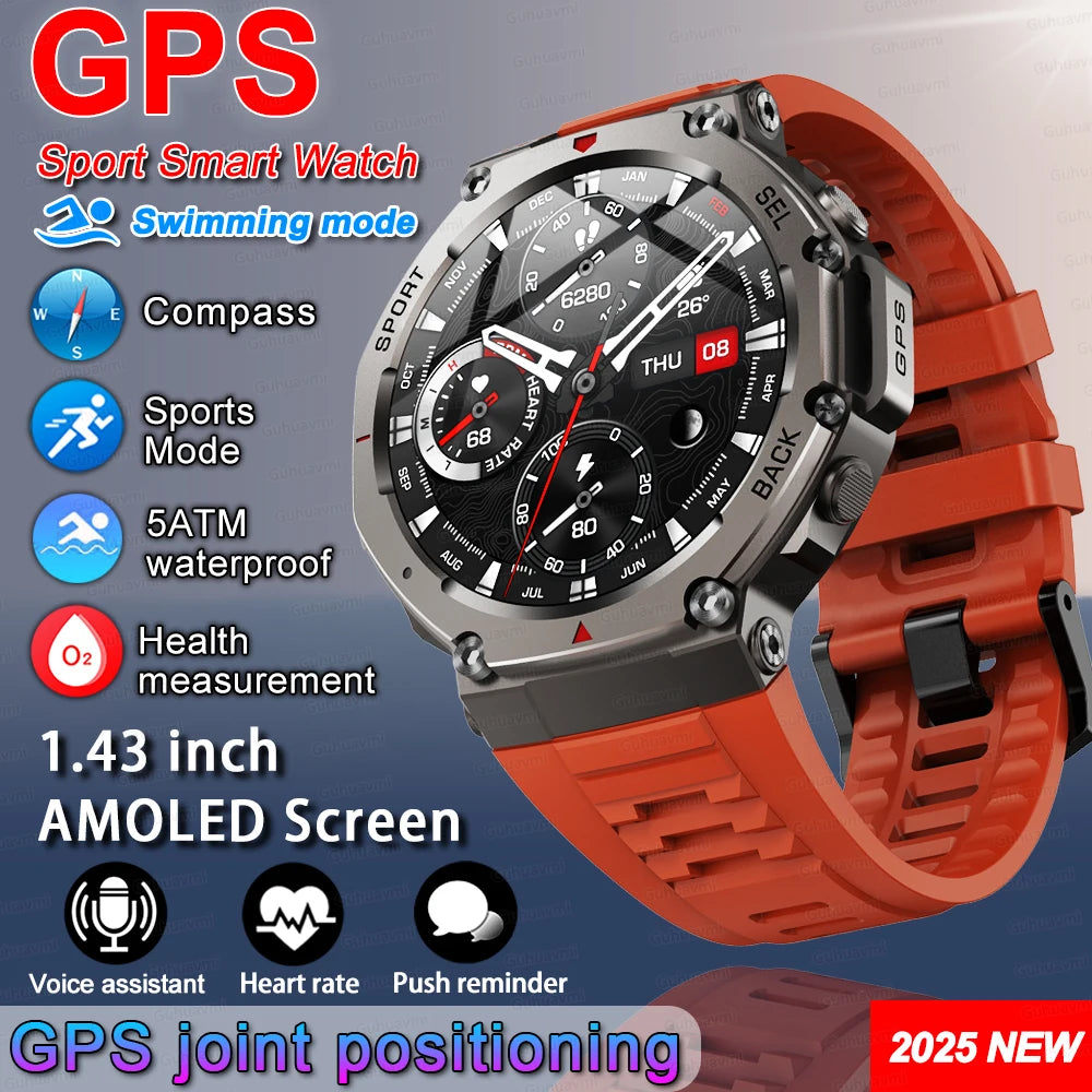 T-rex 3 Ultra GPS montre intelligente 5 ATM étanche intégré double bande GNSS boussole militaire 170 + Sport Smartwatch hommes 2025 nouvelle montre