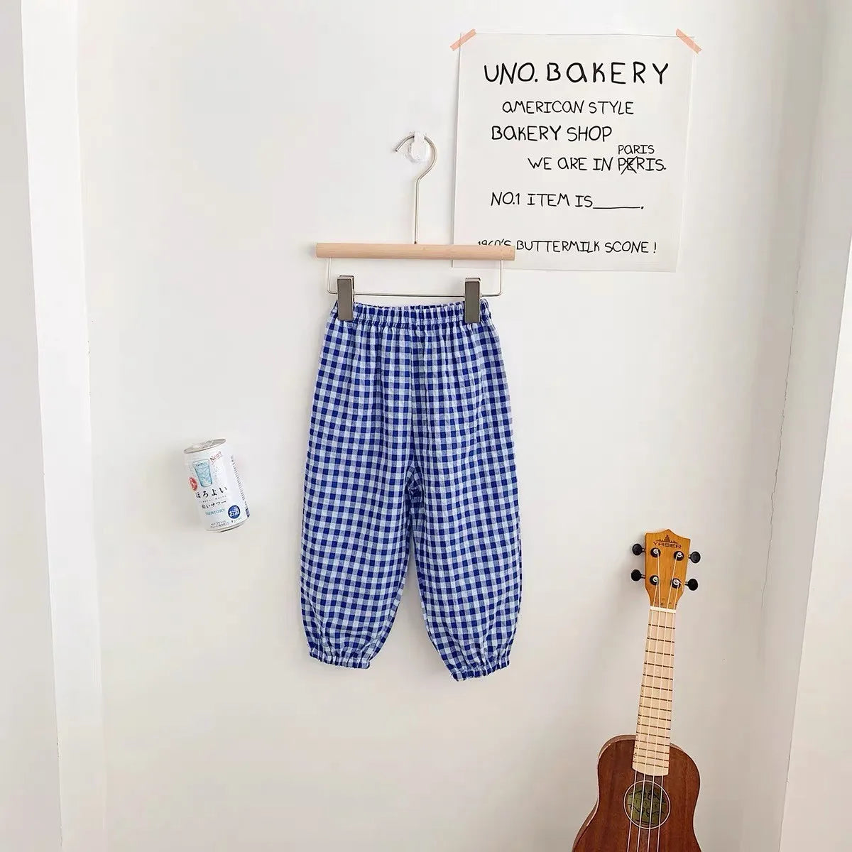 Girls' plaid summer trousers, new Harlan style, versatile children's fashion, lightweight mosquito-proof cotton trousers, 73-120CM