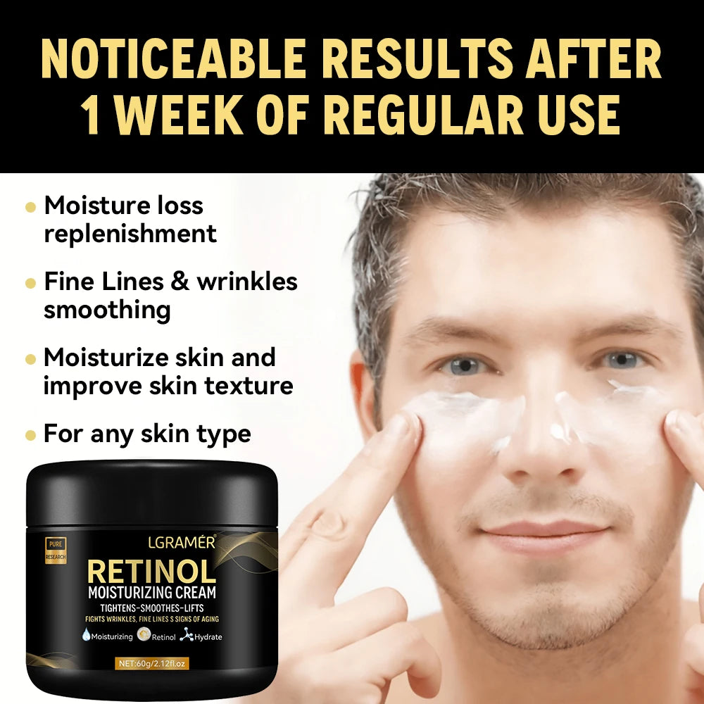 Crème hydratante pour le visage au rétinol pour hommes, Anti-rides, vieillissement, hydratant, rétrécit les Pores, blanchissant, lisse