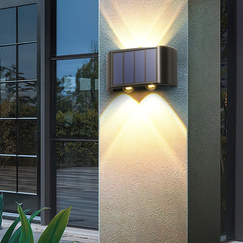 Applique Murale Solaire d'Extérieur, Lumière Chaude, Étanche, Haut et Bas, Éclairage de délégations, Cour, Décoration de Jardin, 4LED, 6LED, 8LED