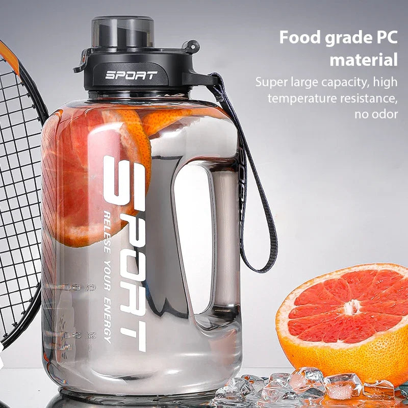 Bouteille d'eau seau de grande capacité 1,2 l/1,7 l, grand ventre, bouteille d'eau pour sport, Fitness, tasse spatiale en plastique Portable