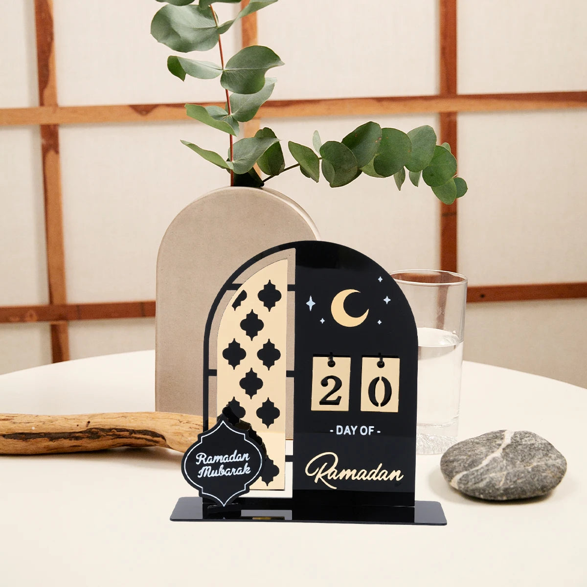 Calendrier de compte à rebours en acrylique pour Ramadan, ornements, cadeaux Eid Mubarak, décor pour la maison, fournitures de fête musulmane islamique 2025 Kareem