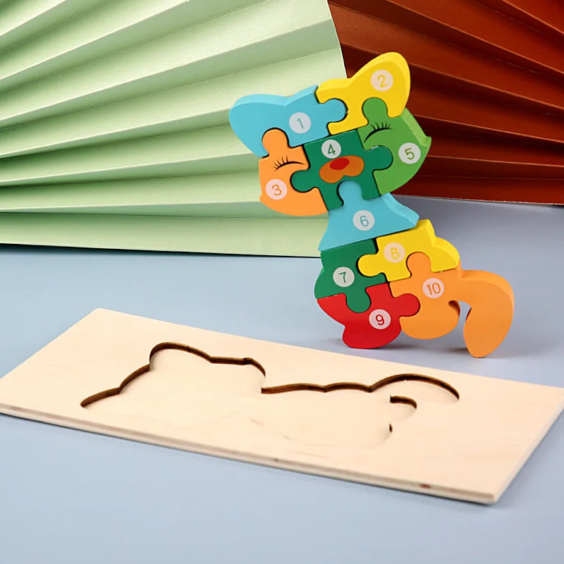Puzzles en bois Montessori pour enfants, jouets Montessori pour tout-petits de 2 3 4 5 ans, Puzzle 3D, jouet éducatif dinosaure