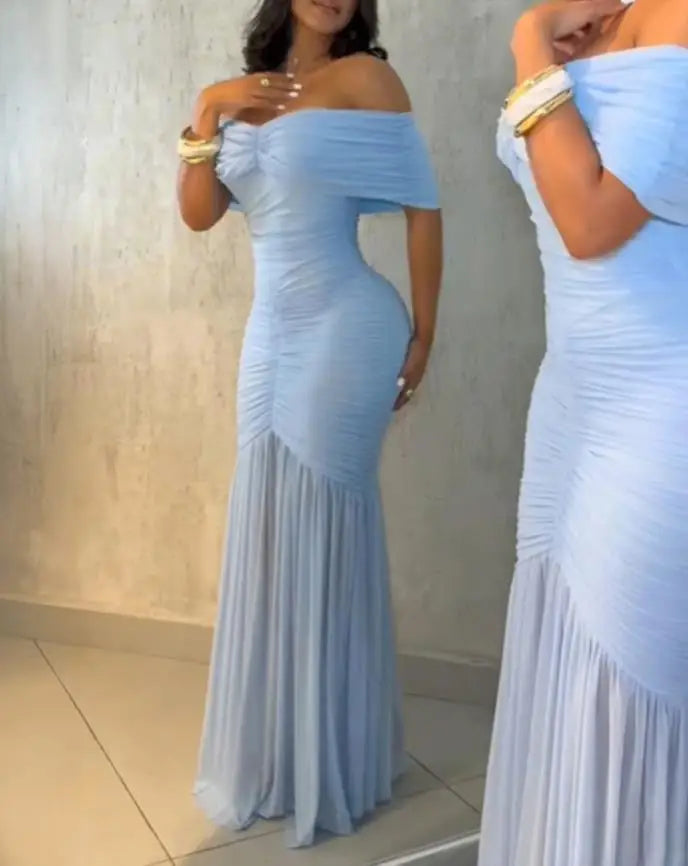 Robes pour femmes 2025 élégant Sexy épaules dénudées froncé taille cintrée robe de soirée coupe ajustée sirène ourlet robe de soirée