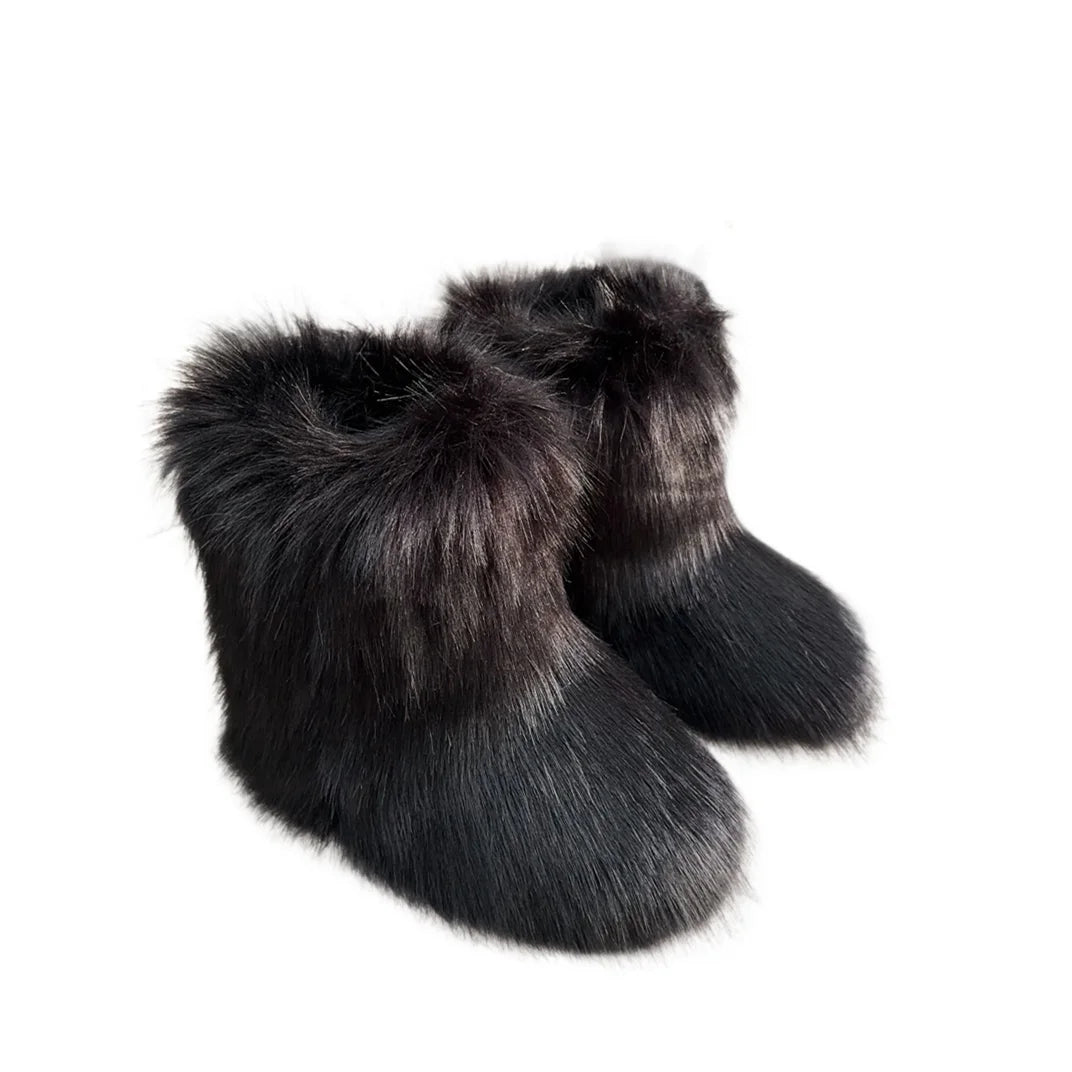 Nouveau Hiver fourrure une pièce fourrure de raton laveur femme bottes de neige chaussures de fourrure en plein air mi jambe bottes