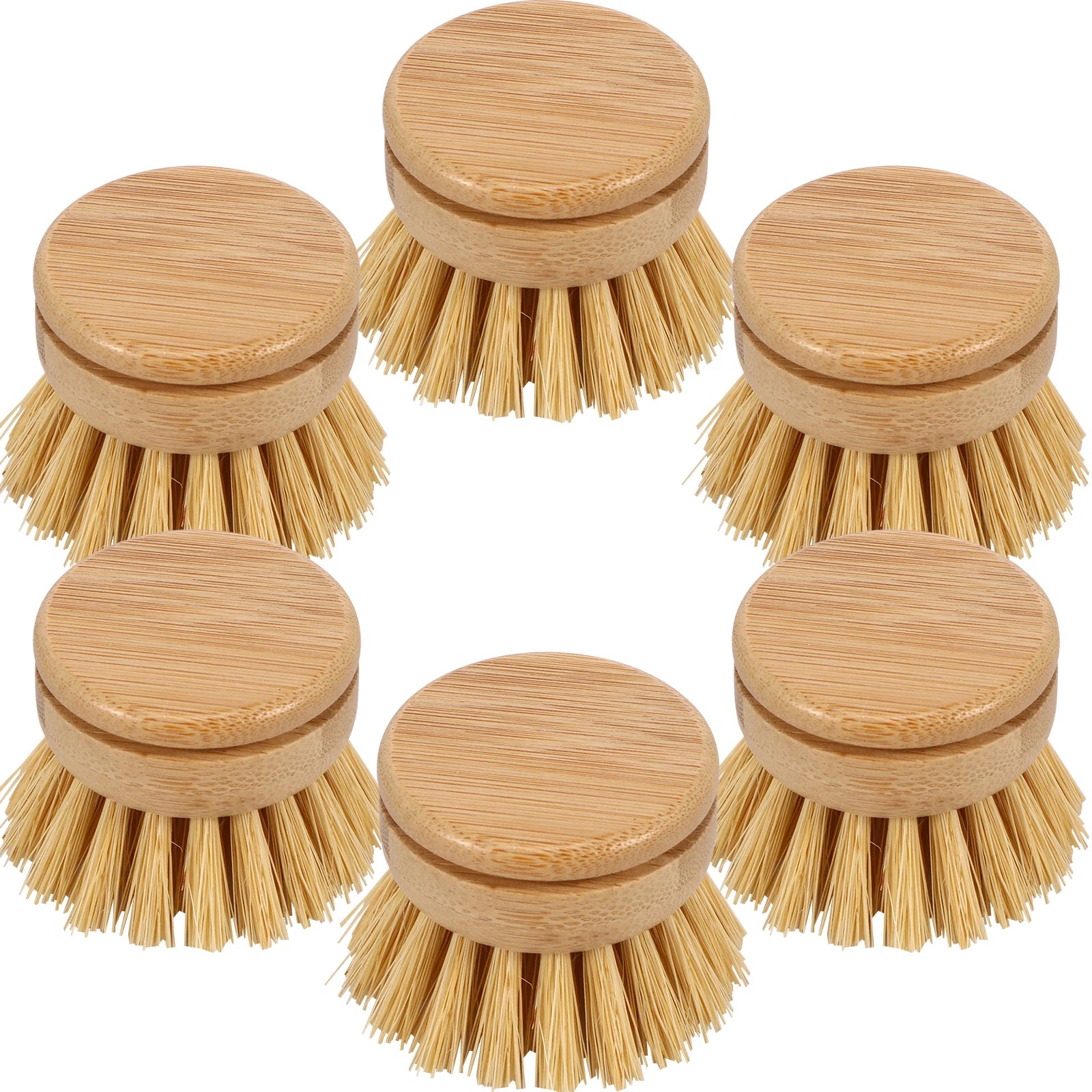 Brosse à vaisselle de cuisine en bambou naturel, outil de nettoyage de cuisine, tête de brosse respectueuse de l'environnement pour laver les casseroles et les cuisinières