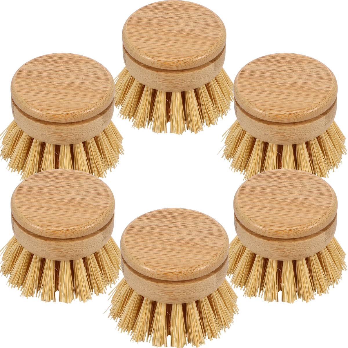 Brosse à vaisselle de cuisine en bambou naturel, outil de nettoyage de cuisine, tête de brosse respectueuse de l'environnement pour laver les casseroles et les cuisinières