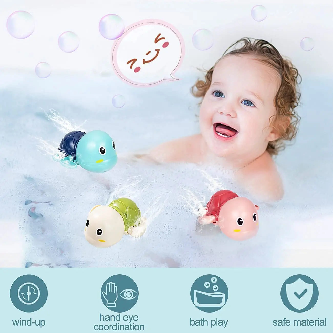 Jouets de bain pour bébé, 3 pièces, tortues de natation mignonnes, jeu d'eau, jouets à remonter pour enfants d'âge préscolaire, jouets de piscine