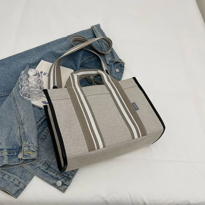 sac de luxe femme sac a mains femme sac bandouillère femme Sacs à main en tissu de lin pour femmes, sac à bandoulière rayé de grande capacité, sac fourre-tout de shopping, dernier document uni, lancé, qualité, 2024