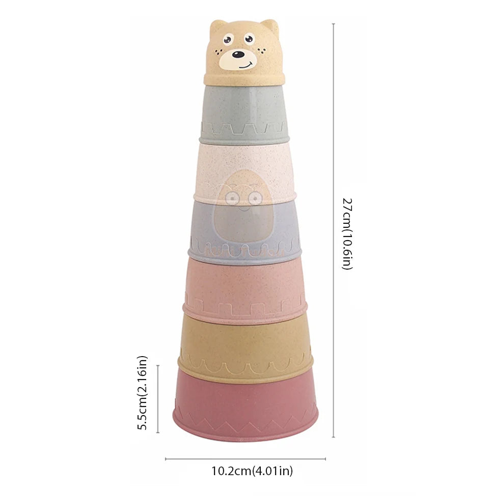 Jouets pour bébé, tasse empilable, dessin animé, apprentissage éducatif précoce, couleur, nidification, tri, bain-douche, jeu d'eau et de sable pour enfants