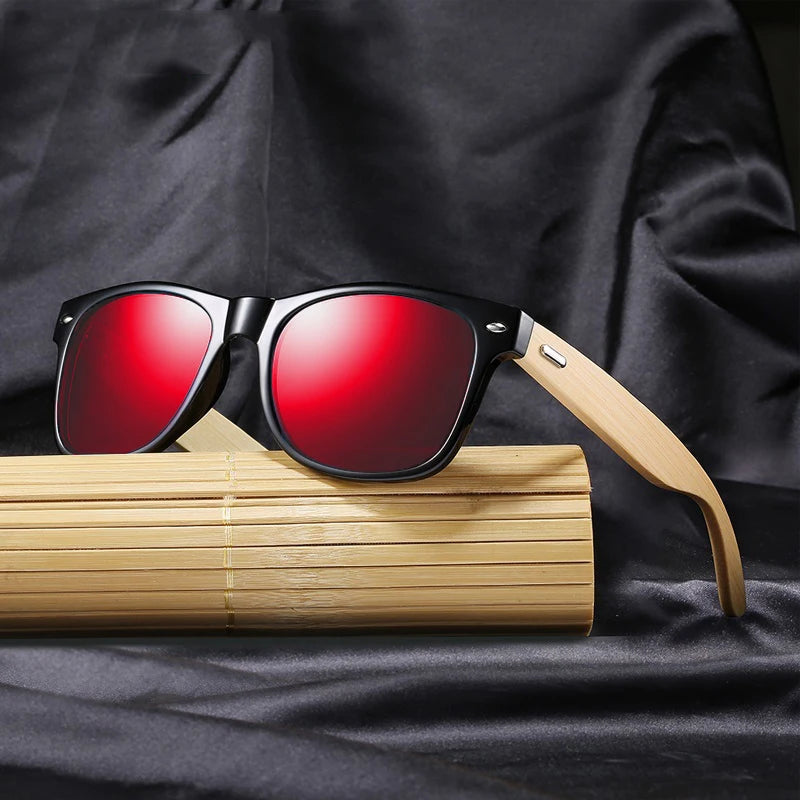 Lunettes de soleil en bois de bambou pour hommes et femmes, classiques, Non polarisées, UV400, Vintage, pour la conduite, noires, pour la pêche, UV400