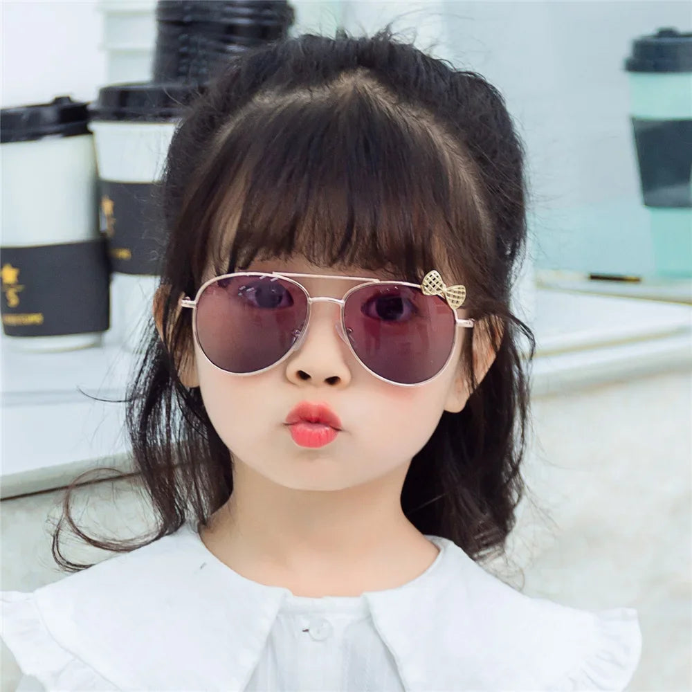 Lunettes de soleil mignonnes pour enfants, monture métallique, mode filles, lunettes de cyclisme en plein air, lunettes de fête, fournitures de photographie