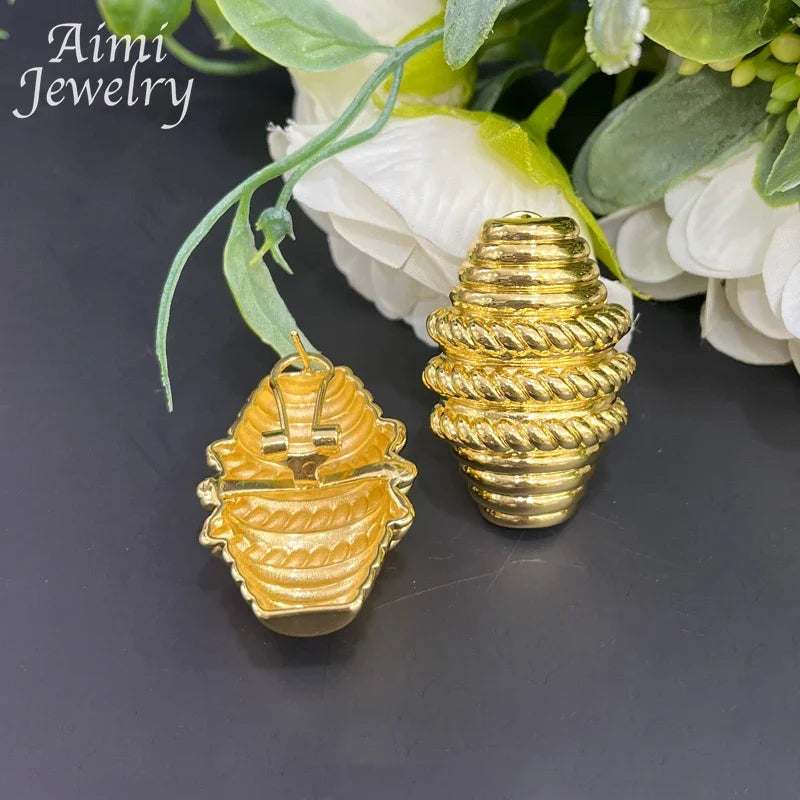 Ensemble de bijoux en cuivre plaqué or 18 carats pour femmes, collier pendentif exquis, boucles d'oreilles pendantes, cadeaux de fête de mariage, patients européens, Dubaï