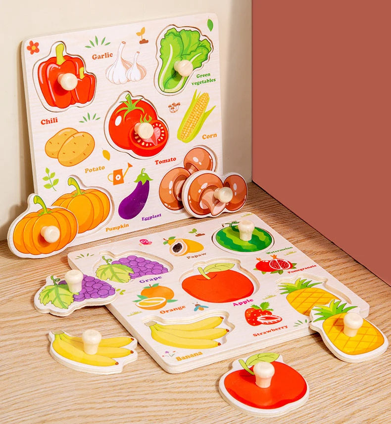 Jouets Montessori pour bébé, Puzzle 3d en bois, dessin animé, Intelligence animale, jouets éducatifs d'apprentissage précoce pour enfants
