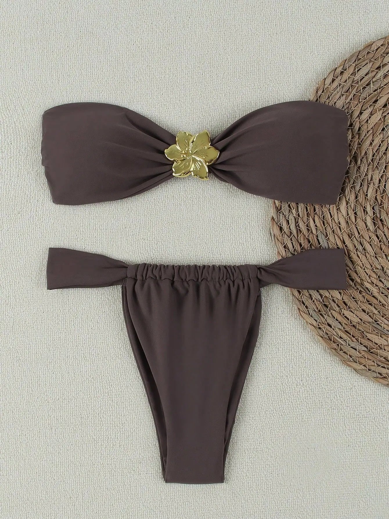 "2025 Sexy push-up bandeau bikini set - Brazilian string swimsuit for women" 