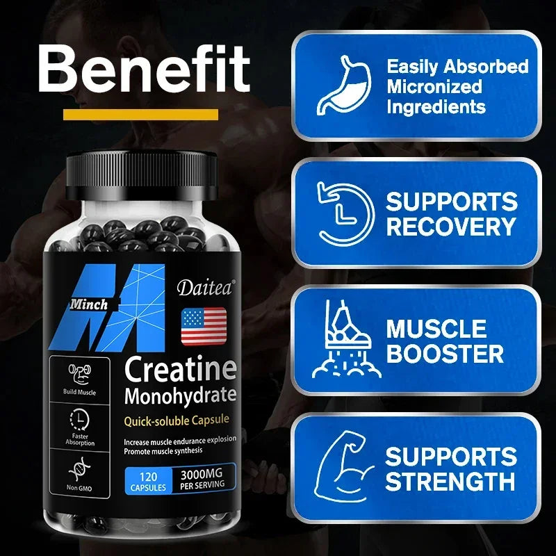 Créatine monohydrate - 3 000 mg par service, créatine pré-entraînement pour aider à construire les muscles, améliorer l'énergie et les performances