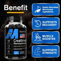 Créatine monohydrate - 3 000 mg par service, créatine pré-entraînement pour aider à construire les muscles, améliorer l'énergie et les performances