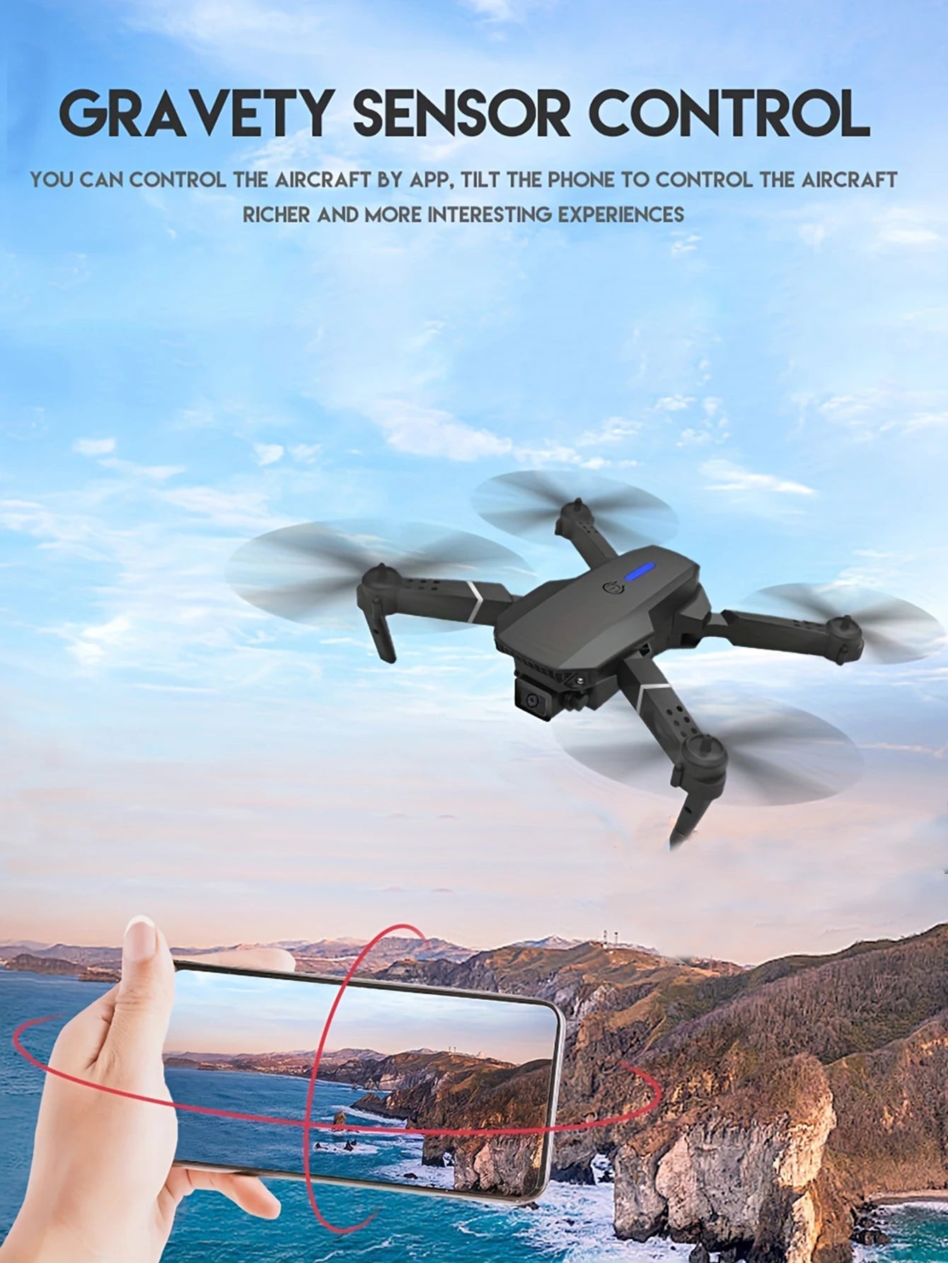 E88 4K Professional Drone, Wide-Angle HD Camera, WiFi FPV, Altitude Hold, Foldable RC Quadrotor Helicopter, Children's Toys (Camera Not Included)
