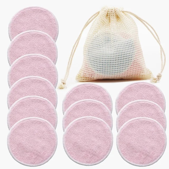 Tampons de coton réutilisables, tampons démaquillants ronds lavables en bambou, tampons d'allaitement en tissu, outil de soins de la peau, nettoyage de la peau, 12 pièces
