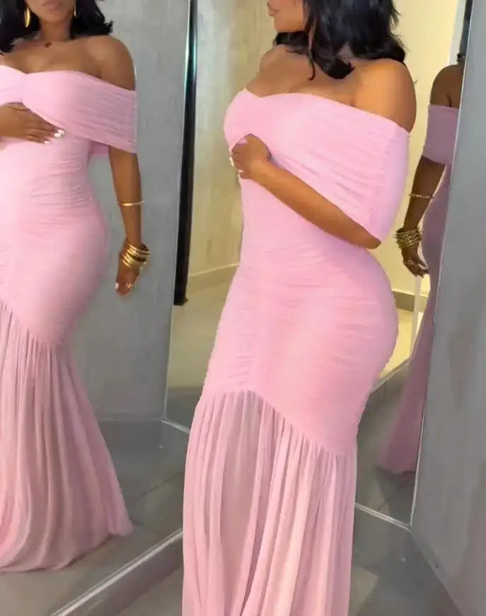 Robes pour femmes 2025 élégant Sexy épaules dénudées froncé taille cintrée robe de soirée coupe ajustée sirène ourlet robe de soirée