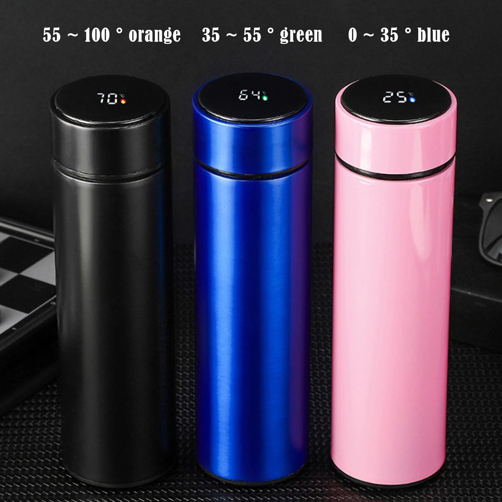 500ml Stainless Steel Vacuum Insulated Smart Water Bottle, LED Temperature Display, Spill-Proof, Portable for Home, Travel and Sports