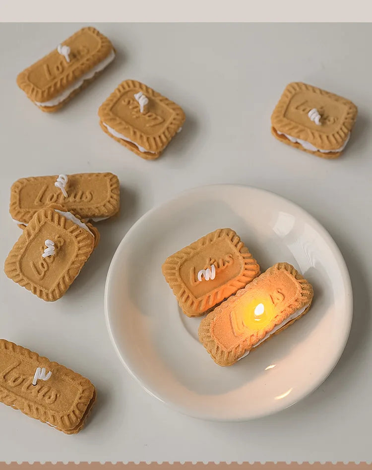 Cute handmade biscuit-shaped scented candle, for aromatherapy, soy wax, for weddings, birthdays, parties, and home decoration