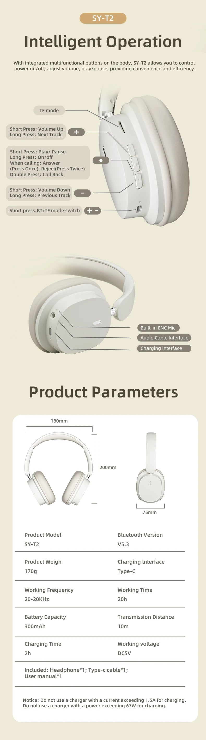 Casque sans fil Bluetooth 5.3 à la mode, casque stéréo HIFI portable supra-auriculaire, casque d'affaires, écouteurs de jeu à faible latence, prise en charge de la connexion 3,5 mm et de la lecture de cartes TF