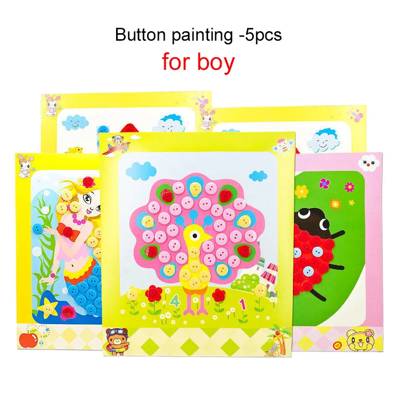 Enfants autocollants faciles à poser jouets bouton/pompon/diamant éducation précoce enfants Puzzle à la main peinture créative 3-6 ans cadeaux TMZ