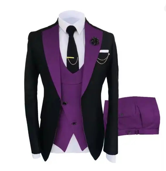 New Men's Suit Popular Luxury Clothing Party Stage Men's Suit Groomsmen Regular Fit Tuxedo 3 Piece Set Jacket + Pants + Vest