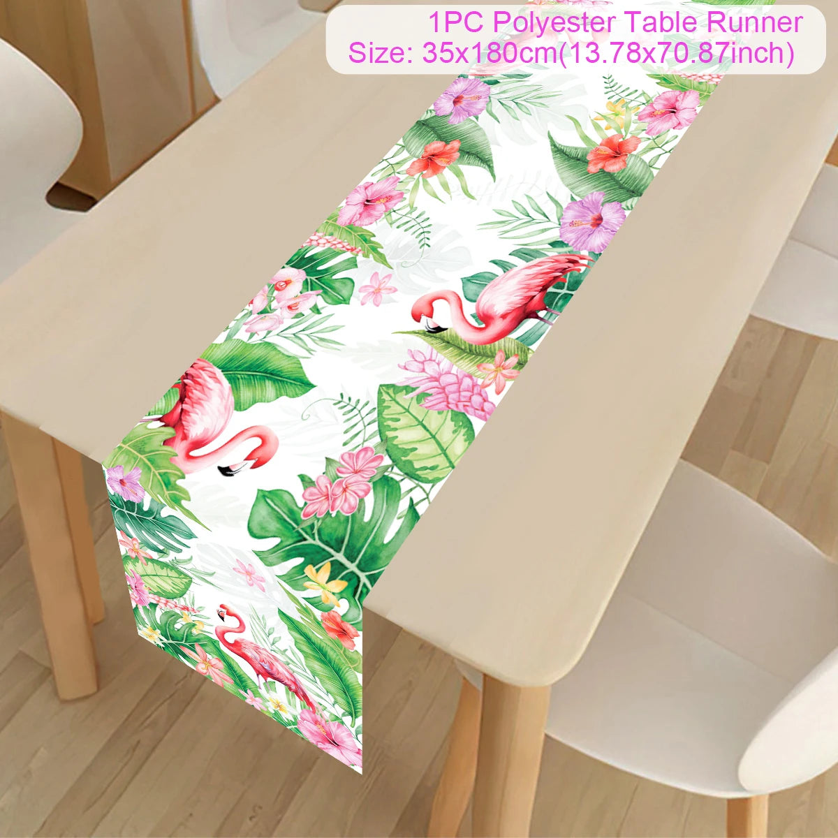 Summer Hawaiian Flower Table Runner, Flamingo Birthday Party Decor for Kids, Aloha Hawaii Tropical Party Supplies, Dining Table Decor