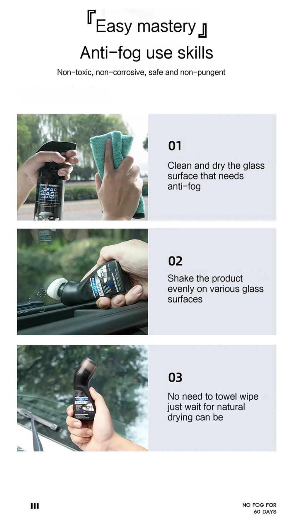 Agent Anti-buée pour moto, essuie-glace pour lentille de casque, rétroviseur, liquide en verre, Spray répulsif pour pare-brise, accessoires de voiture