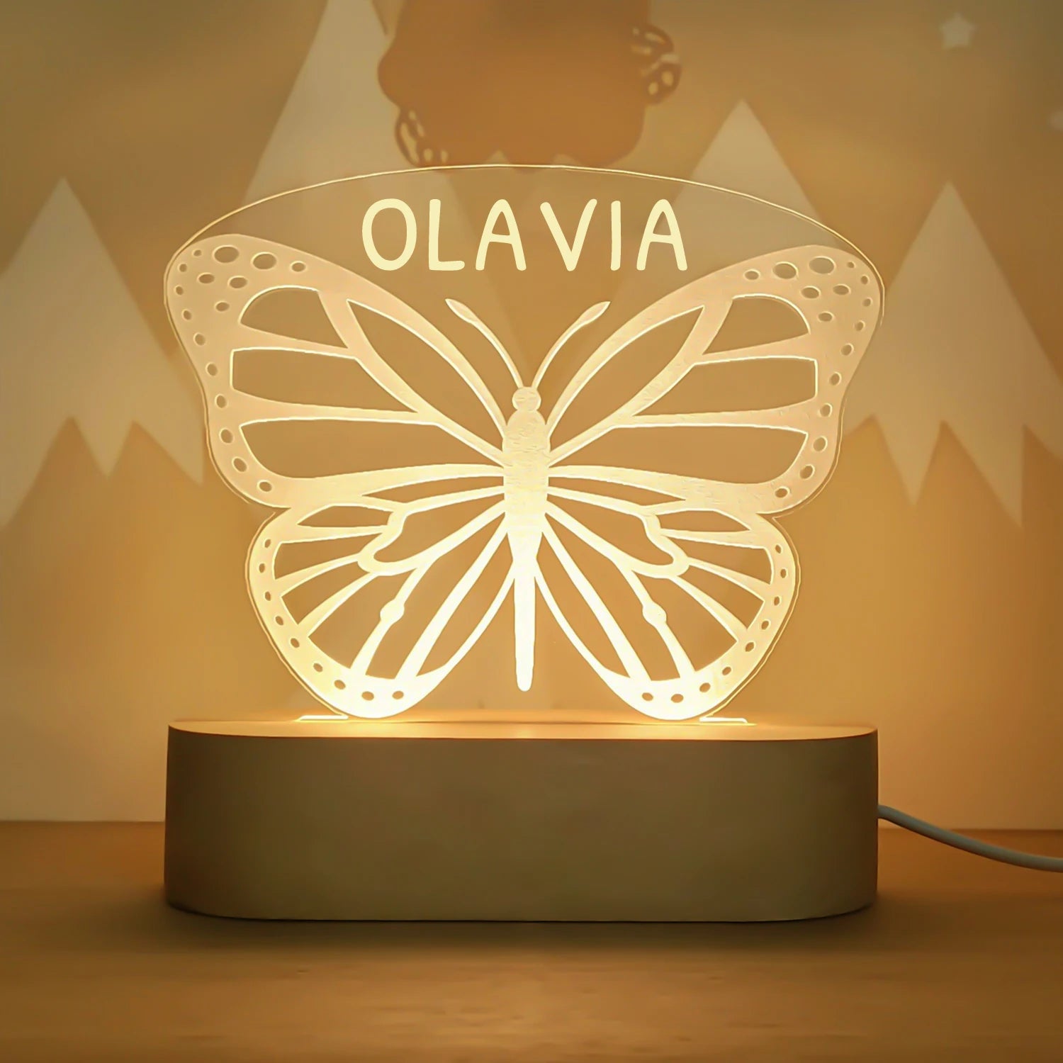 Bébé enfants USB veilleuse personnalisé enfants nom lampe personnalisé pépinière nouveau-né chambre décoration de la maison anniversaire Souvenir cadeau
