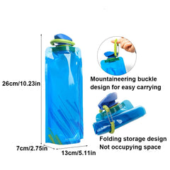 Bouteilles d'eau pliables, bouteille d'eau de voyage Flexible et réutilisable, pochette d'eau en plastique, flacon souple, sac d'eau avec mousqueton