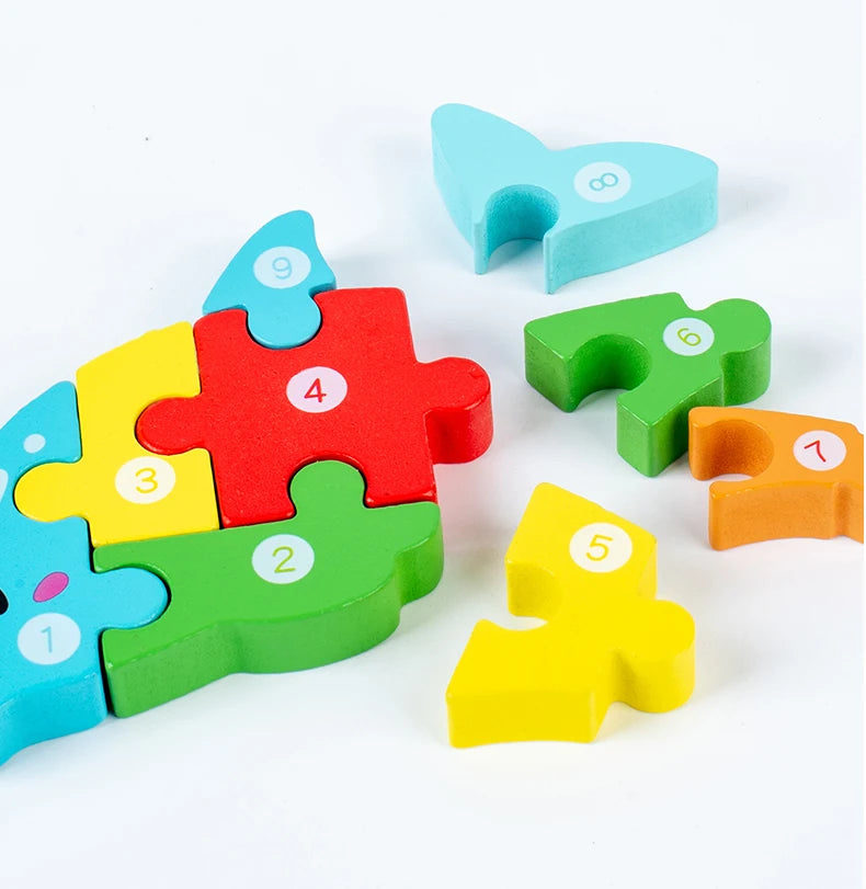 Puzzles en bois Montessori pour enfants, jouets pour tout-petits de 2 à 3 et 4 ans, jouet dinosaure