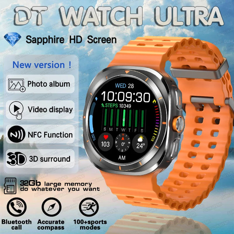 2025 nouvelle montre DT 7 montre Ultra intelligente hommes 32GB mémoire vidéo GPS NFC 47mm AMOLED Fitness sport Tracker santé montres intelligentes femmes